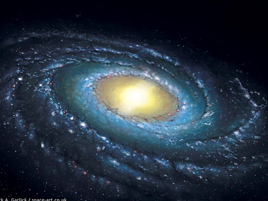 A new impression of the Milky Way Galaxy seen from an oblique vantage point and showing the central bar and molecular ring.